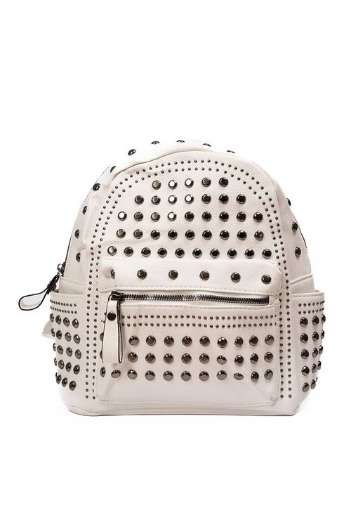 Bolso tipo morral mediano metalizado con bolsillos internos