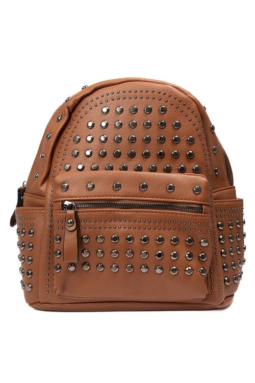 Bolso tipo morral mediano metalizado con bolsillos internos
