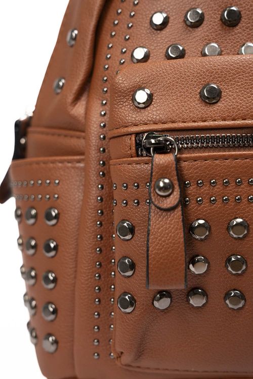 Bolso tipo morral mediano metalizado con bolsillos internos