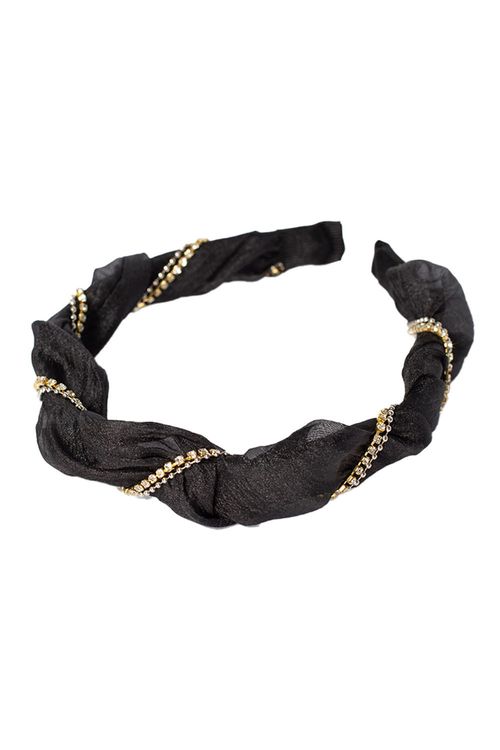 Balaca para cabello color negro con destellos