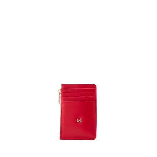 Tarjetero 8 Tarjetas Con Zip Rojo Cayena Granate