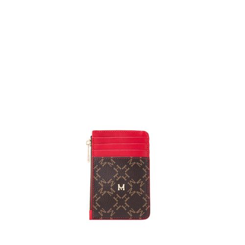 Tarjetero 8 Tarjetas Con Zip Cafe Rojo Primario Básico