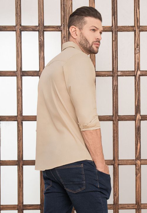 Camisa Hombre Beige Mp 103618