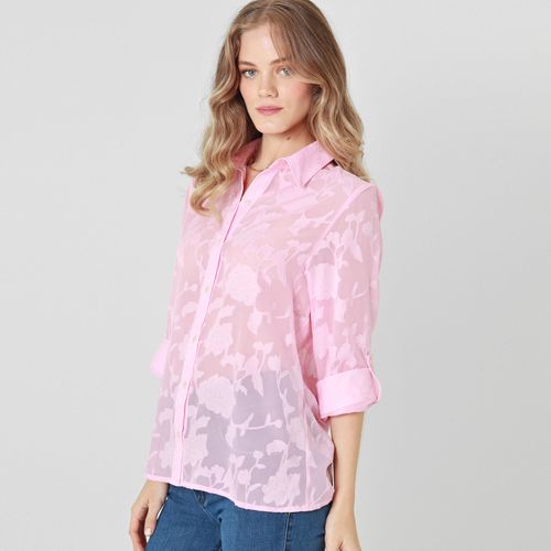 Blusa Cuello Camisero Manga Larga