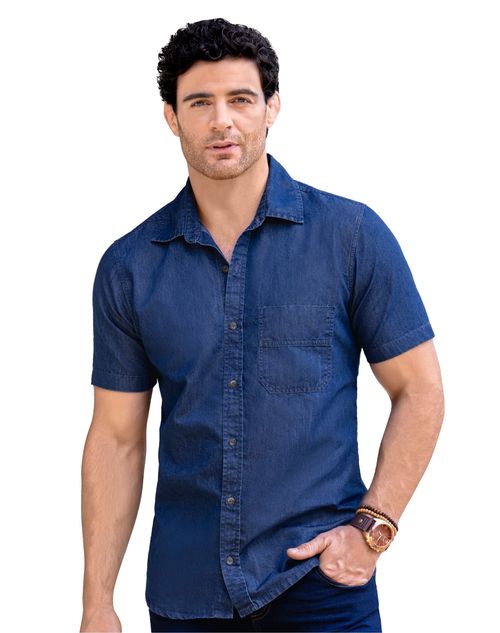 Camisa Hombre Azul Mp 07984