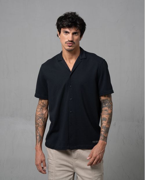 Camisa resort en tejido de punto para hombre