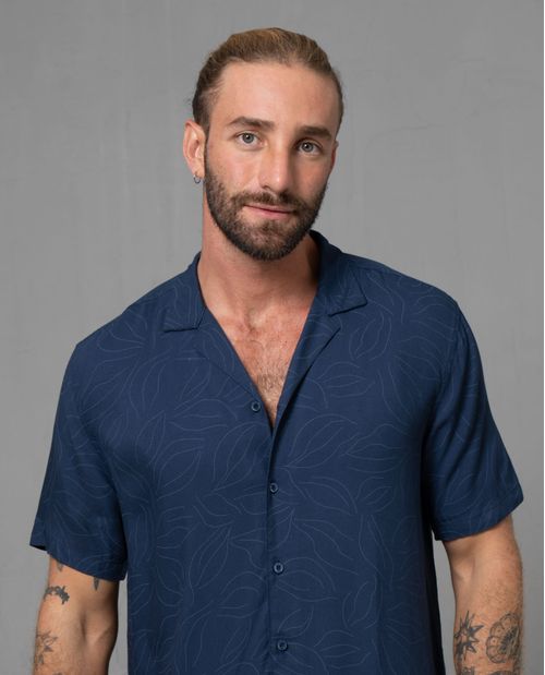 Camisa tipo bowling estampada para hombre