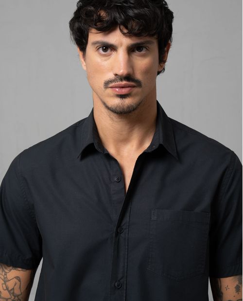 Camisa manga corta en popelina para hombre