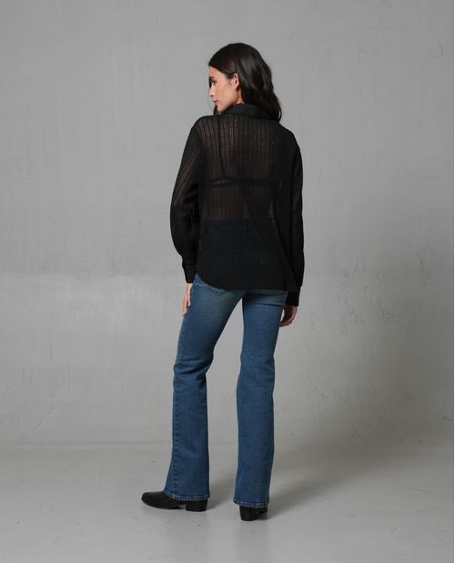 Camisa tipo malla tejida para mujer