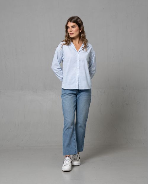 Camisa icónica con diseño preteñido a rayas para mujer