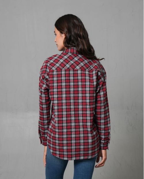 Camisa tipo leñadora a cuadros para mujer