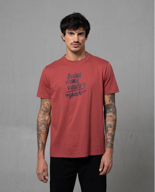 Camiseta con estampado en frente para hombre