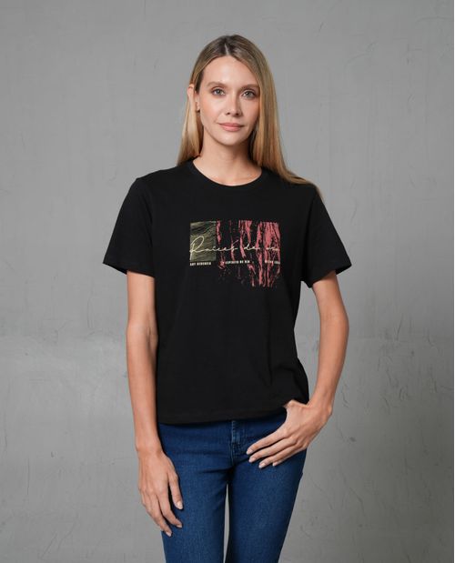 Camiseta estampada manga corta para mujer