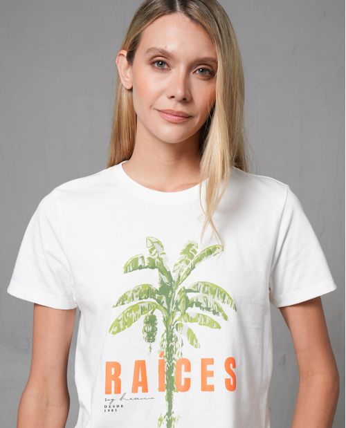 Camiseta estampada en frente para mujer