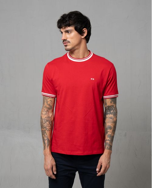Camiseta con cuello y puños en contraste para hombre