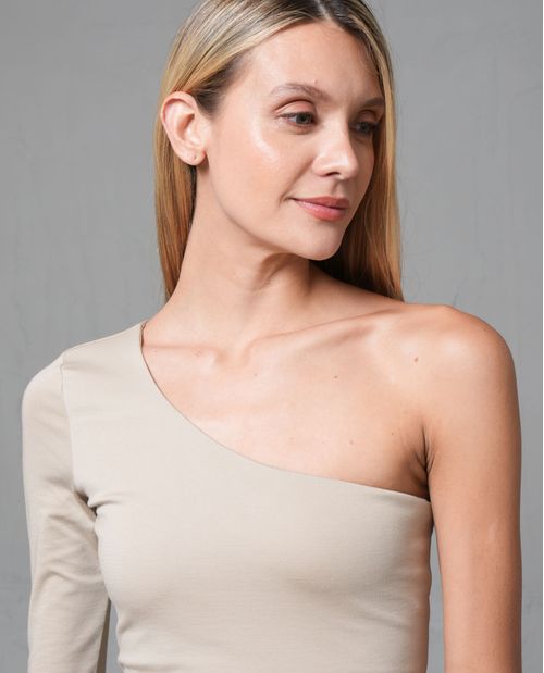 Camiseta de un solo hombro manga larga para mujer
