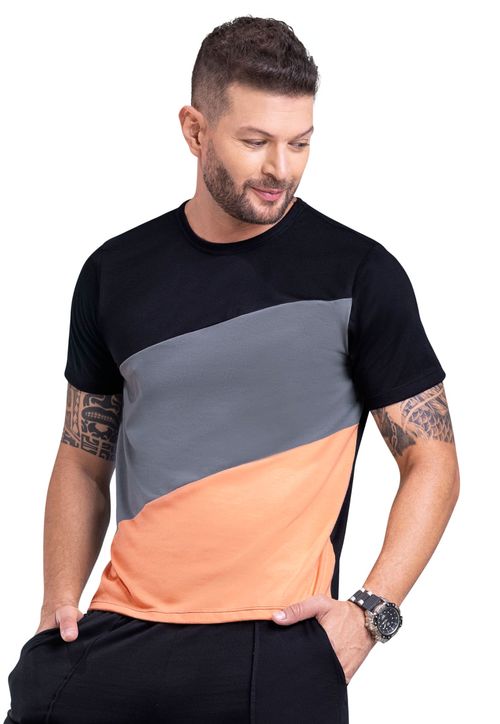Camiseta Hombre Negro Mp 6069