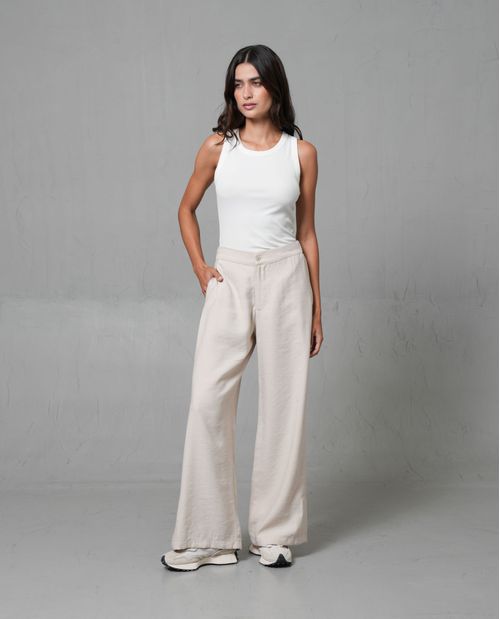 Pantalón iconico con elastico en posterior para mujer