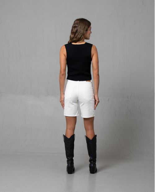 Bermuda larga white denim para mujer