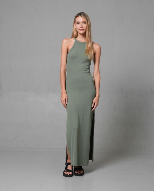 Vestido largo con aberturas laterales para mujer