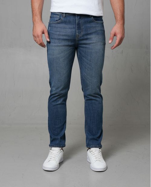Jean Slim con raspones tono medio para hombre