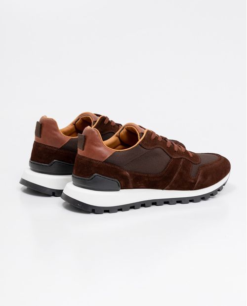 Tenis de Hombre, Estilo Runner - Cuero Gamuzado y Material Textil