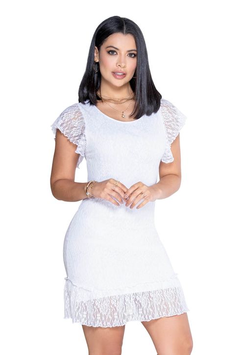 Vestido Corto Mujer Blanco Mp 3475