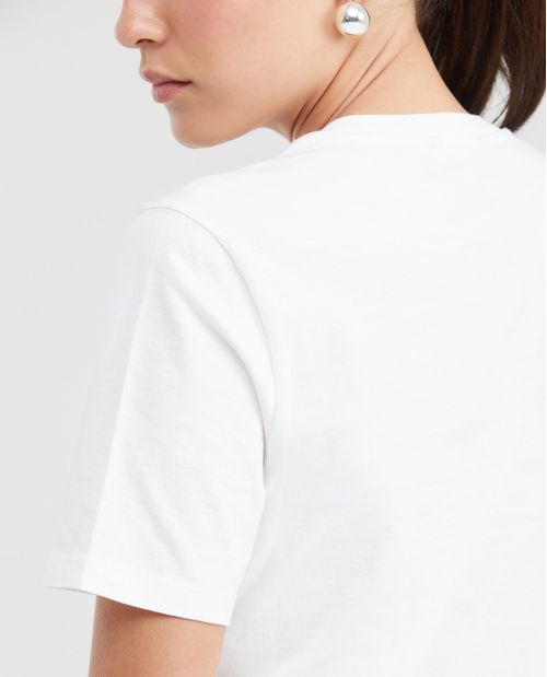 Camiseta Estampada con Detalles en Piedras para Mujer