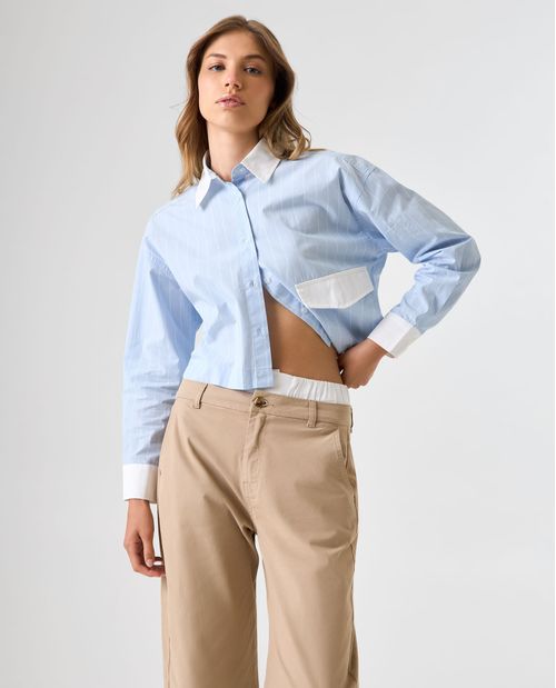 Camisa manga larga diseño a rayas para mujer