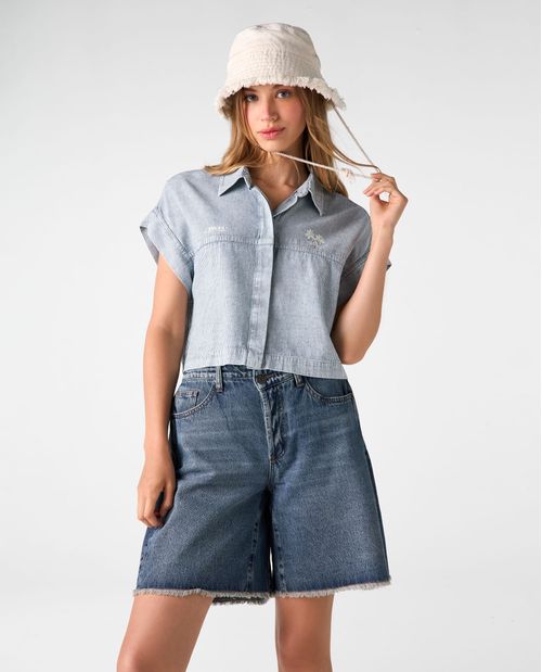 Camisa holgada de rayas verticales para mujer
