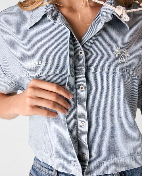 Camisa holgada de rayas verticales para mujer