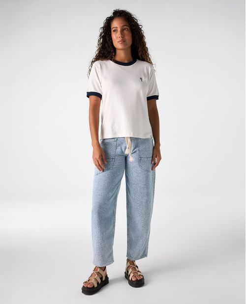 Camiseta de tela con textura y bordado para mujer
