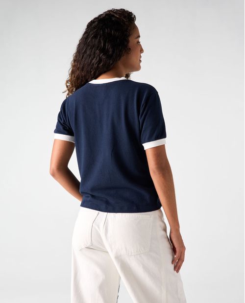 Camiseta de tela con textura y bordado para mujer