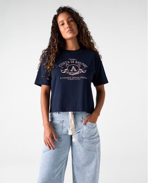 Camiseta manga corta con detalles bordados para mujer