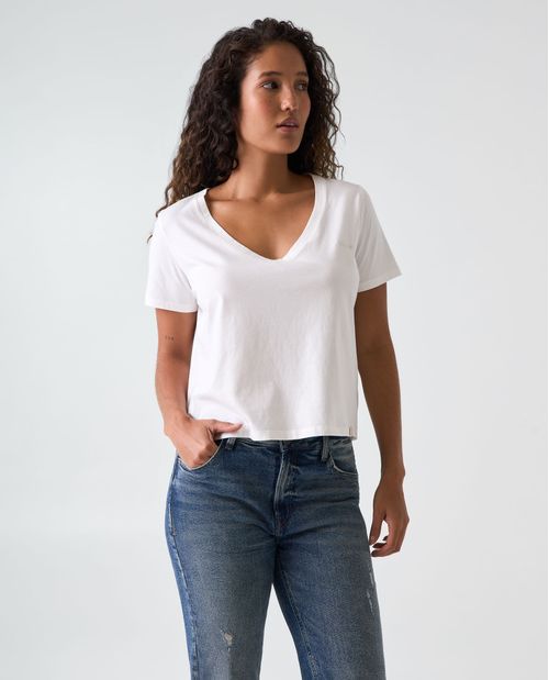 Camiseta con cuello en V para mujer
