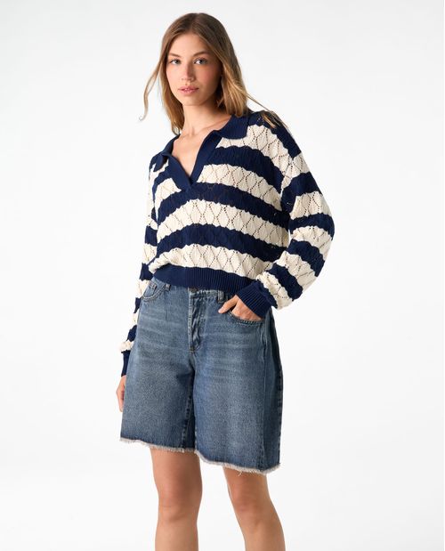 Buzo tipo polo tejido para mujer