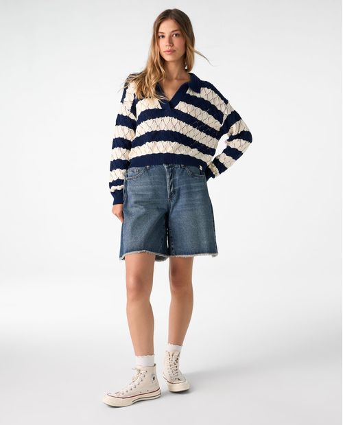 Buzo tipo polo tejido para mujer