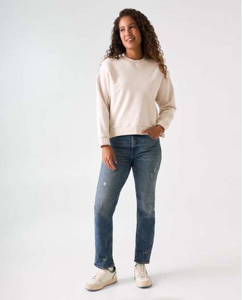 Buzo regular fit cuello redondo para mujer