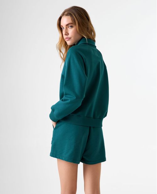 Buzo tipo polo con bordado en punto corazón para mujer