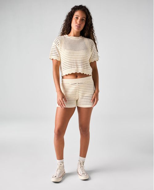 Short tejido de tiro medio para mujer