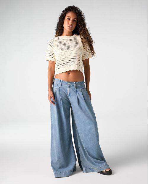 Jean Wide Leg tono medio para mujer