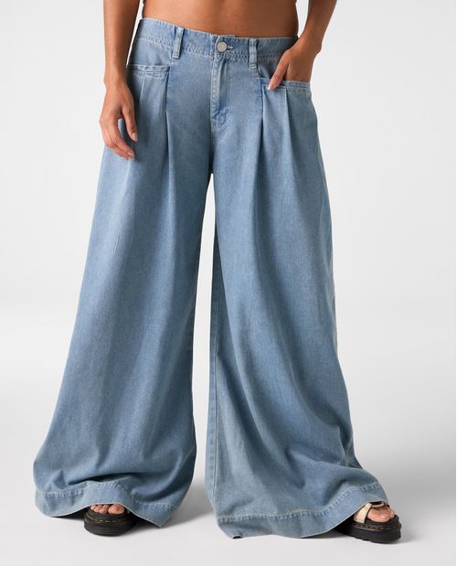 Jean Wide Leg tono medio para mujer