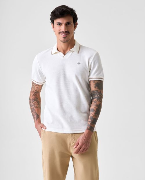 Polo Slim de cuello, puños y fajón tejidos para hombre