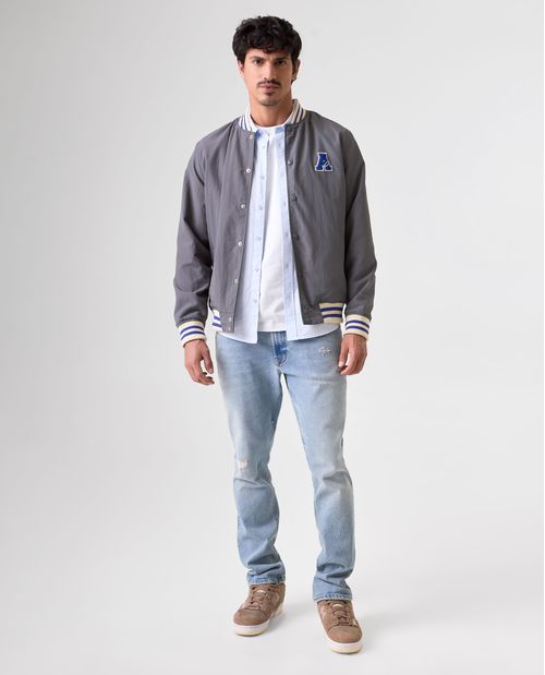 Chaqueta Bomber con cuello, puños y fajón tejidos para hombre