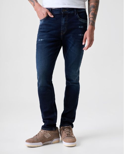 Jean Tapered oscuro con raspones para hombre