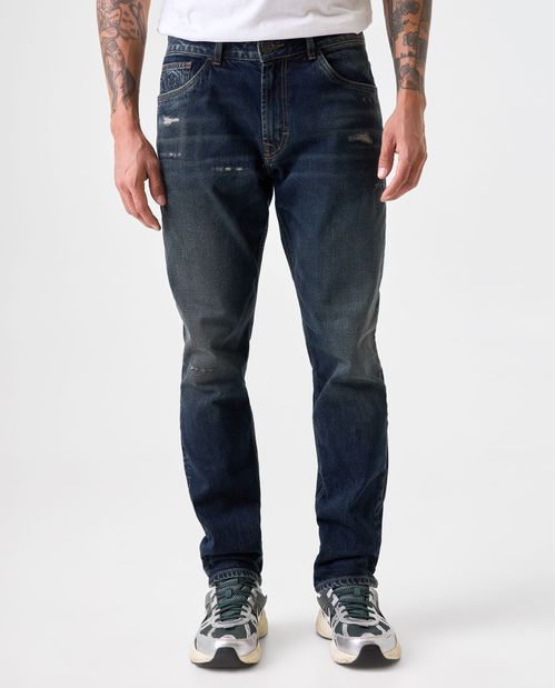 Jean Slim oscuro con raspones para hombre