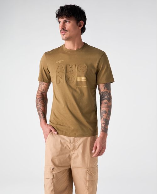 Camiseta cuello redondo estampada para hombre
