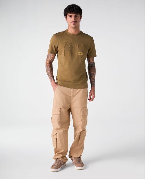 Camiseta cuello redondo estampada para hombre