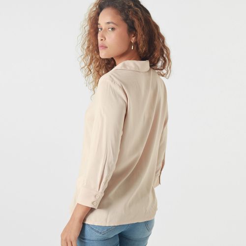 Blusa Cuello Camisero Manga 3Cuartos