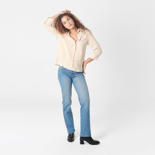 Blusa Cuello Camisero Manga 3Cuartos